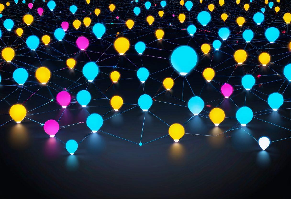 A vibrant digital landscape symbolizing joyful online connections, featuring interconnected colorful nodes representing people, surrounded by a secure shield to signify protection. Include elements like glowing network pathways and cheerful emoji icons to evoke a sense of happiness and community. The background should be a calming gradient to enhance the feeling of elevation and security. super-realistic. vibrant colors. 3D.